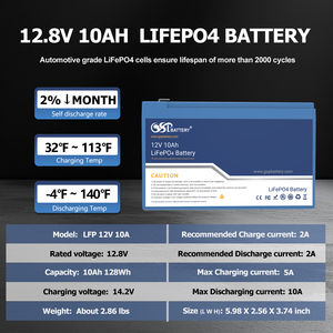 แบตเตอรี่ GSP 12V 10Ah LiFePO4 ชุดพลังงานสำรองแบบพกพา น้ำหนักเบา พร้อมการใช้งานได้นาน 2000 รอบ สำหรับระบบพลังงานแสงอาทิตย์ - Product Image 5