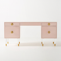 Meuble de rangement moderne 5 tiroirs série couleur Morandi, coiffeuse avec pieds en acrylique et plateau en bois pour chambre, hôtel, salle de bain