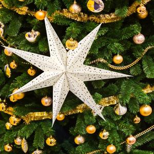 Navidad Retro terciopelo interior colgante estrella plegable siete cinco puntas estrella ornamento para la temporada <span class=keywords><strong>de</strong></span> vacaciones disfrutar ambiente festivo - Product Image 3