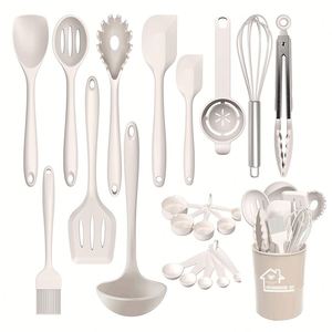 Ensemble d'ustensiles de cuisine en silicone et bois personnalisés, 22 pièces, vente en gros, accessoires de cuisine avec manches en bois - Product Image 1