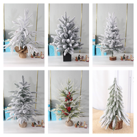 Mini sapin de Noël floqué blanc, arbre de Noël artificiel en PE, écologique, intérieur/extérieur, pour la décoration de la maison et du bureau