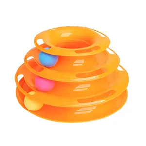 Custom Eco- Friendly Removable Training Exercise 3 Level Plastic Roller Tracks Tower Cat Ball Toy Interactive Pet Cat Toy