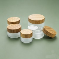 Emballage cosmétique avec couvercle en bambou, récipient pour soins de la peau, crème hydratante pour le visage, lotion, produit de beauté, pot en verre pour crème