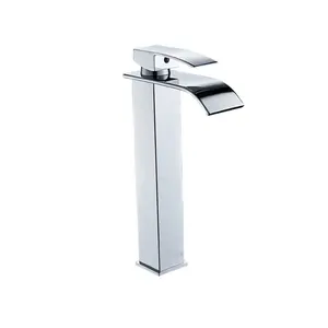 High Quality Bathroom Vessel Sink Faucet Chrome Single Hole Washroom Tap Brass Waterfall Faucet Single