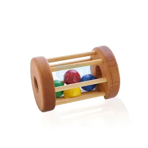 Mainan Kayu untuk Anak-anak, Mainan Belajar Pendidikan Bayi Bola Bergulir Gulungan Silinder