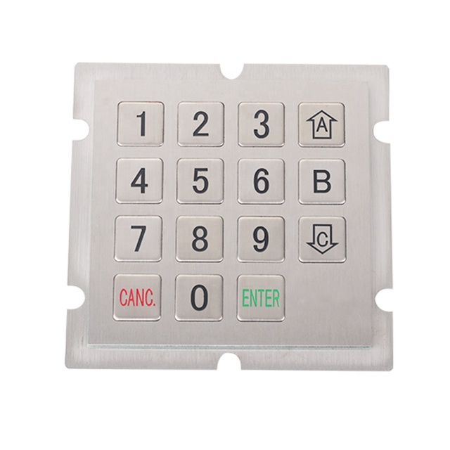 Custom 15-Key Waterproof Vandal Resistant Stainless Steel Matrix Metal Numeric Industrial Keypad for Elevator Controller System