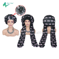 Bonnet Logo Kustom Dengan Dua Tabung Penyangga Pantyhose, Bonnet Tidur Untuk Rambut Panjang, Topi Tidur Untuk Rambut Gimbal, Topi Tidur Untuk Kepang Jumbo, Turban