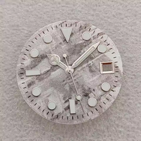 Cadran GMT lumineux bleu-vert à texture météorite de 28.5mm personnalisé, adapté à la montre NH34, en cuivre/laiton,