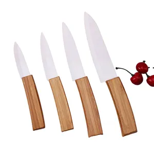 Market hot sale bamboo handle ceramic knife kitchen set bamboo knife set