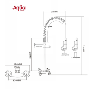 Commercial Kitchen Faucet Wall <b>Mount</b> with Pre-Rinse Sprayer,26" Height Kitchen Sink Faucet with Pull Down <b>Spray</b> - Product Image 2
