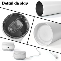 Gobelet isotherme cylindrique intelligent 20oz en acier inoxydable 304 avec haut-parleur Bluetooth et paille, pour sublimation, usage domestique simple