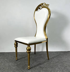 Sillas <span class=keywords><strong>de</strong></span> Acero Inoxidable Blancas con PU y Tallado Barroco Calado para Eventos, Bodas y Cenas - Product Image 2