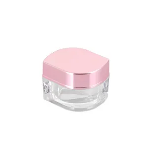 Unique 15g Customized Empty Pink Clear Plastic Jars Cosmetic Plastic Packaging Acrylic Container Cream Jar