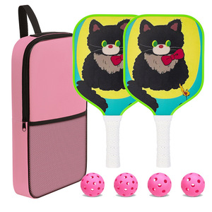 Outdoor Eltern-Kind Pickleball-Set aus Fiberglas-Material mit Solidem Muster, Tragbar, USAPA-Zertifiziert, Zwei Schläger und Vier Bälle - Product Image 2