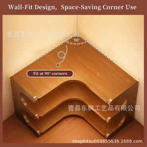 Wooden Corner Cup Storage Rack 3 Tier Solid Wood Kitchen Countertop Organizer For <b>Teacups</b> Water Cups And Utensils - Product Image 4
