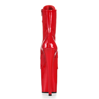 Bottes de performance rouges en PU, talon aiguille de 20 cm, bout fermé, plateforme épaisse, à lacets, fermeture éclair, imperméables, pour spectacles de danse, logo personnalisé
