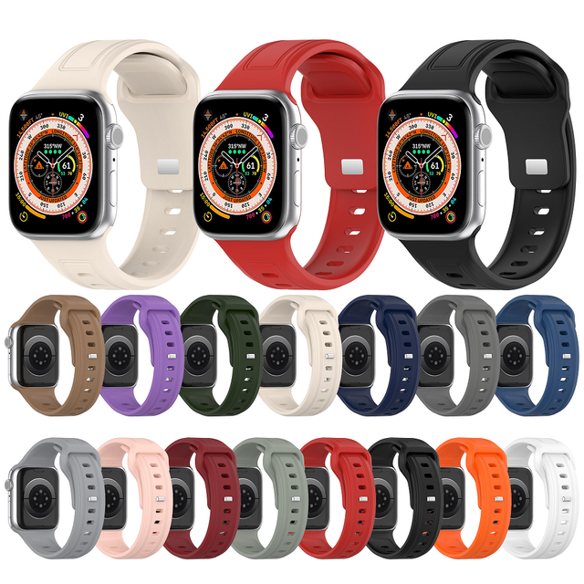 For Apple Watch Band Ultra 49mm 45mm 41mm 44mm 42mm 40mm 38mm Bracelet Solid Color Silicone Watch Strap