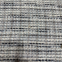 Tela Tweed Azul y Blanca Ecológica de 413 g/m², 100% Poliéster, con Hilo Metálico Dorado para Abrigos de Invierno de Lujo, SDD-10328