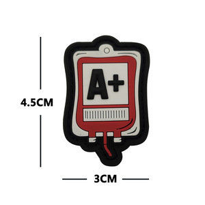 Blood Bag Style PVC Soft Rubber Blood Type a + B + AB + O + <strong>Hook</strong> <strong>Loop</strong> Outdoor Backpack <strong>Hats</strong> and Clothes Decoration Accessories