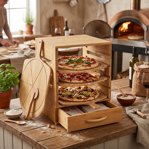 Bambus-Pizza-Schälbrett mit Holzgriff, Servierplatte für Aufschnitt, Ofen-und-Tisch-Brotschieber für Küche und Bäckerei, Großhandel - Product Image 1