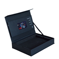 Boîte en papier noir de luxe avec logo personnalisé, écran LCD, cassette vidéo, carte-cadeau, spécifications pour la publicité