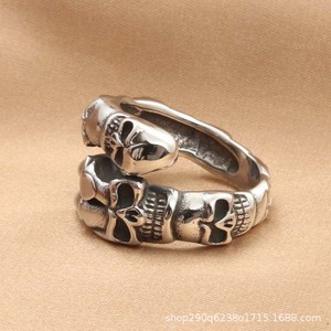 Men's <b>Skull</b> Claw <b>Ring</b> Tibetan Silver Retro Punk Style Jewelry Casual Wear - Product Image 3