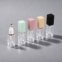 Flacon carré en verre transparent de 10 ml pour crème contour des yeux avec tête de massage, capuchon carré multicolore à filetage, contenant cosmétique anti-fuite pour sérum contour des yeux