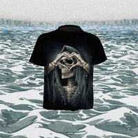 Camisetas de Cuello Redondo de Alta Calidad para Hombre, Estampado de Calavera de Halloween, 100% Algodón, Manga Corta, Color Personalizado, 180 Gramos, Tejido de Ganchillo