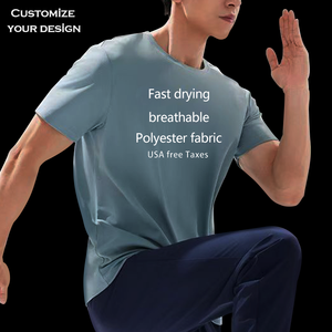 Tốt Nhất Người Bán Cho Mỹ Người Đàn Ông Của Chạy T-Shirt 100% Polyester Nhanh Khô Màn Hình In Mô Hình Rắn Tùy Chỉnh Giá Rẻ Thể Thao Áo Sơ Mi - Product Image 2