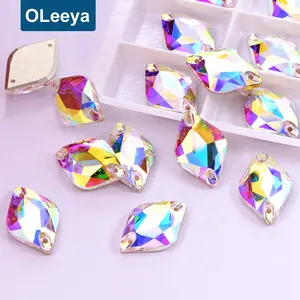 Top Qualidade K9 New Crystal AB Diamante Forma de Limão Strass Cristais de Vidro Plano de Volta Costurar em Strass Fã Mulher Broche para Presentes