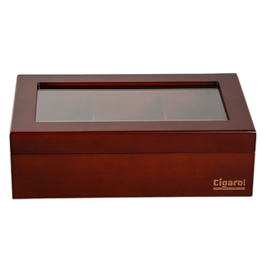 Exquisita Caja de Té Rectangular de Madera de Pino Reciclada Hecha a Mano, con 6 Compartimentos, Tapa con Bisagras, Marca DS, para Regalo - Product Image 1