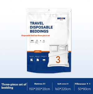 Sábanas desechables, juego de cama de viaje ligero y transpirable de 4 piezas con colcha, funda nórdica y 2 fundas de almohada para hoteles - Product Image 2