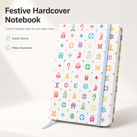 Cuaderno de tapa dura festivo y colorido al por mayor, con cierre elástico y marcapáginas de cinta, recubierto para notas diarias, listo para regalar.