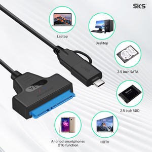 Cable Adaptador USB 3.0 Tipo A a Tipo C a SATA III de 6 Gbps y 3 A para Carga Rápida, para Disco Duro de <span class=keywords><strong>2</strong></span>,5'', SSD, Computadora e Impresora - Product Image 2