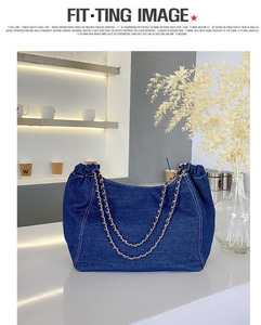 Bolsa de Compras de Mezclilla Lavable Informal para Mujer, Bolso de Mano, Bolsas de Mano Recicladas - Product Image 6
