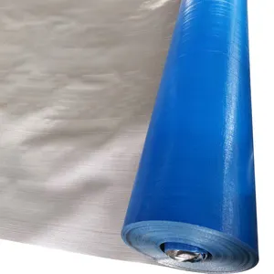 RTS ขายส่งหนักเคลือบที่แข็งแกร่งกันน้ำพีวีซีผ้าใบกันน้ำ180กรัมสีเงินสีฟ้า Pe เคลือบพลาสติกผ้าใบกันน้ำม้วนผ้า