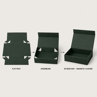 Boîte cadeau vert forêt avec dorure à chaud, impression personnalisée, fermeture magnétique rigide, pliable, monogramme, vente en gros, directement de l'usine, emballage plat