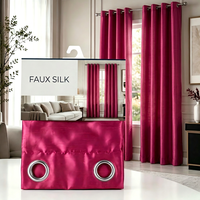 Rideaux de luxe rose vif 2 pièces en fausse soie, toucher doux, tissu brillant, à œillets, pour le marché textile domestique d'Amérique du Sud