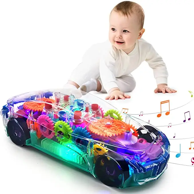 Electric gear Car for kids Mechanical Battery Operated Race Car Toy with Visible Colored Moving Gears toy car