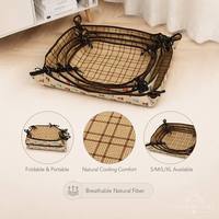 Tapis rafraîchissant pour animaux de compagnie en rotin tressé à la main, moderne et de qualité supérieure, portable, pour le camping en plein air, lit pour chien et chat, respirant, 3 saisons, coussin d'été, 4 tailles S-XL