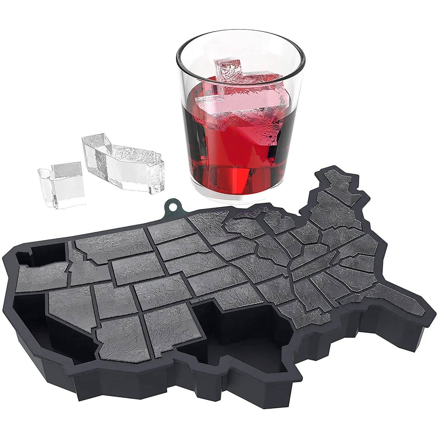 थोक रसोई कस्टम लोगो मिनी छोटे काले सिलिकॉन संयुक्त राज्य अमेरिका संयुक्त राज्य अमेरिका व्हिस्की के लिए मानचित्र शॉट ग्लास बर्फ घन मोल्ड ट्रे