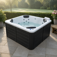Bain à remous rectangulaire extérieur moderne et écologique en acrylique pour 4 personnes, idéal pour hôtel, villa, jardin ou patio.