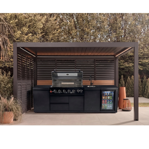 <span class=keywords><strong>Cucina</strong></span> da Esterno Completa Resistente in Acciaio Inossidabile Nero per Tutte le Stagioni con Mobile, Barbecue e Pergola - Product Image 6