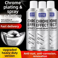Peinture en aérosol pour jantes de voiture - Chrome argenté style acier inoxydable - Résine acrylique liquide métallique antirouille effet miroir pour peinture en poudre