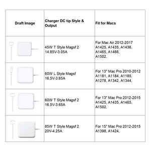 Compatible avec le chargeur Mac Book Air Pro A1244 <span class=keywords><strong>45W</strong></span> 60W 85W, embout magnétique en L, embout en T pour chargeur de remplacement - Product Image 2