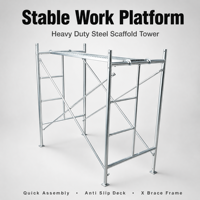 Plateforme de travail en acier robuste pour échafaudage, tour de travail 1200x1700mm avec barre en X pour la construction, l'entrepôt, OEM, vente en gros