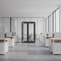 Cabine insonorisée moderne et durable UNIBOOTH, structure en profilés aluminium de précision, installation rapide en module, éclairage personnalisable, bureau