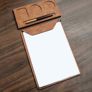 Porte-documents de luxe A4 en cuir PU avec pochette magnétique pour téléphone et porte-stylo, organiseur de documents minimaliste pour réunions de bureau - Product Image 4