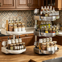 Support rotatif moderne sans perçage à ventouse pour épices, vaisselle et cosmétiques – Organisateur de cuisine et de rangement
