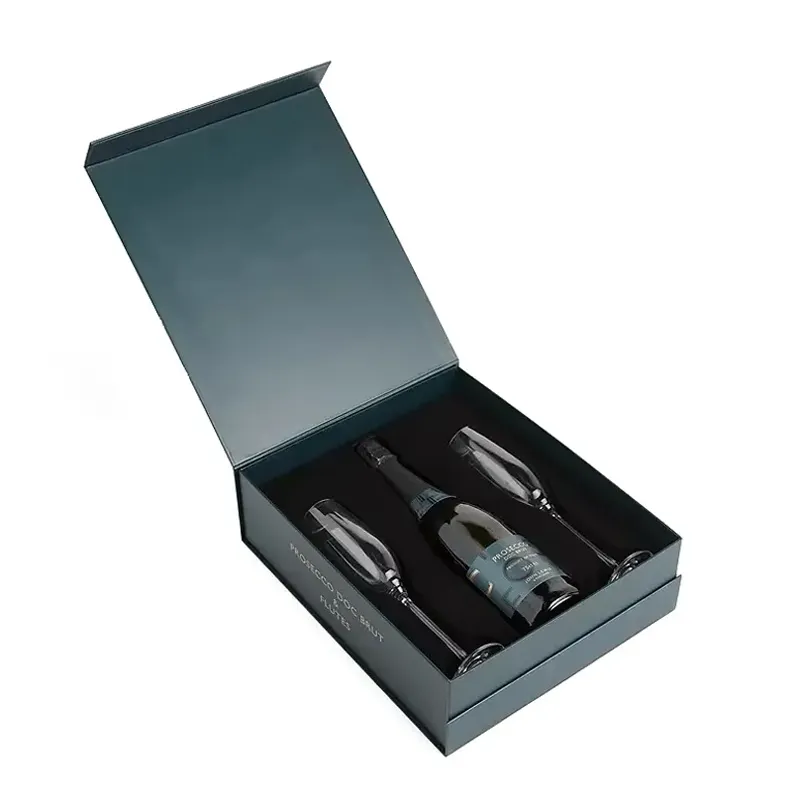 Özel likör şişe kutuları ambalaj premium şampanya kutusu manyetik lüks şarap hediye kutuları için likör şişeleri